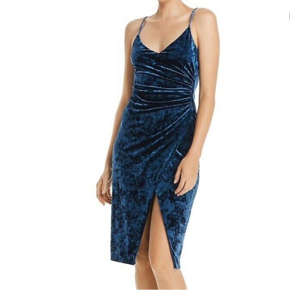 BLACK HALO MIDNIGHT BLUE Velvet BOWERY Sheath dress 2